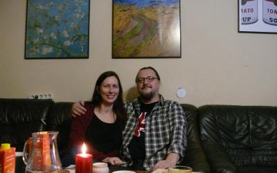 Klára Smolíková a Jiří Walker Procházka při natáčení rozhovoru pro českobudějovický rozhlas 