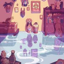 Ilustrace Ester Kuchynkové ke knize Kláry Smolíkové "Dům ztracených příběhů"