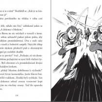 Ukázka z dětské detektivky Tajná dvojka A + B: Zločin mezi dinosaury, kterou napsali Jiří W. Procházka a Klára Smolíková a ilustroval Viktor Svoboda.