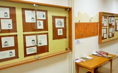 Ilustrace Lukáše Fibricha z knihy H. U. S. ve votické knihovně